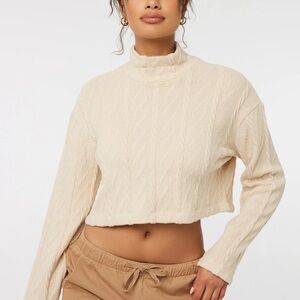 ARDENE | Cropped Turtle Neck Cable Knit Sweater Cream Size XS